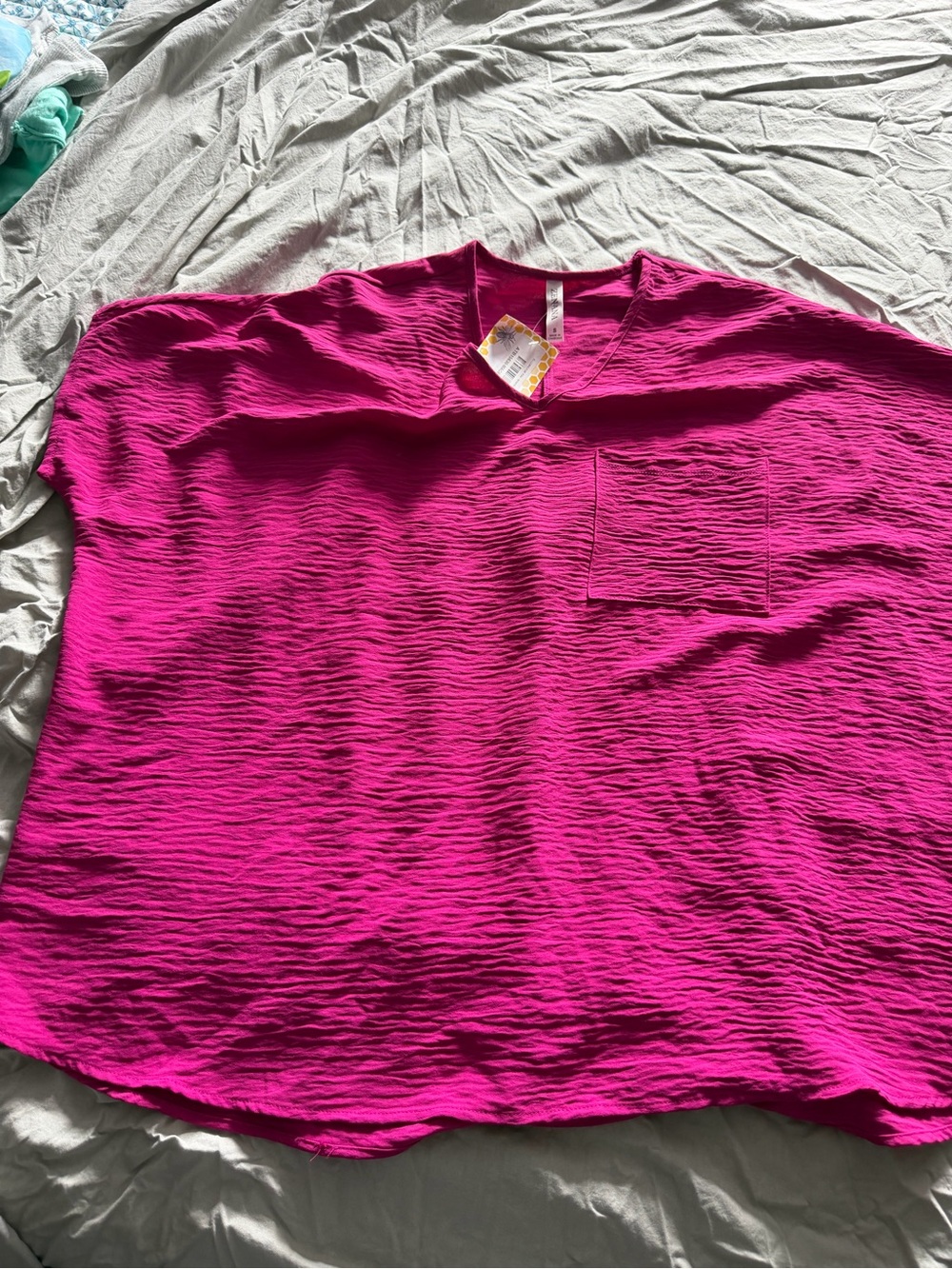 Zenana Outfitters Men's V-Neck Tee in Bright Magenta